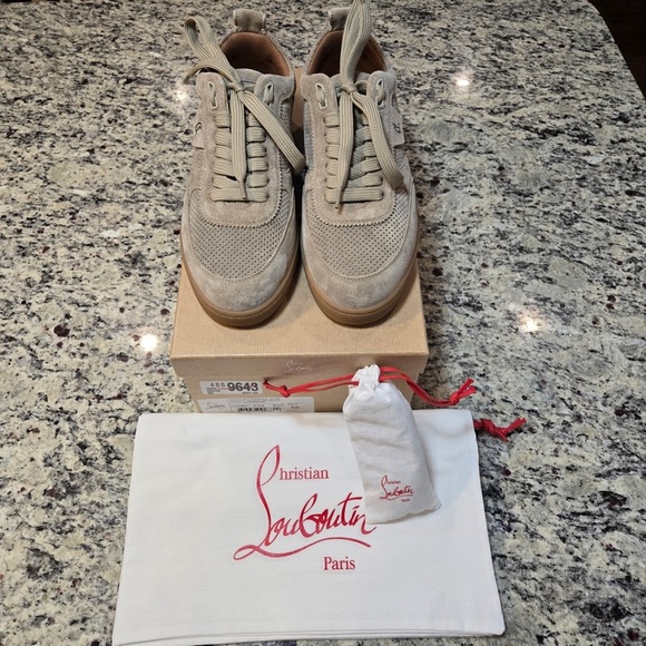 NEW Christian Louboutin Beige Suede Tutti Rui Sneaker Size 38 - Picture 2 of 12